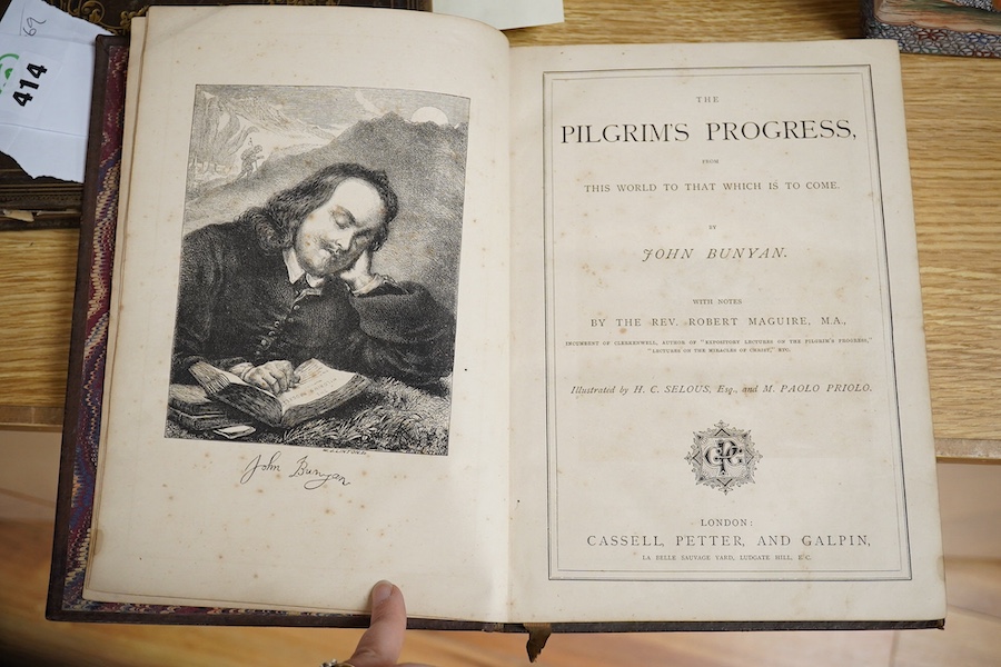 Fearnside, W.G. [Editor] - Tombleson's Views of the Rhine, 1832, 8vo, engraved title, folding river map and many plates, quarter calf; Bunyan - Pilgrim's Progress, ill. Selous & Priolo, Cassell, full morocco; Pearch, G.